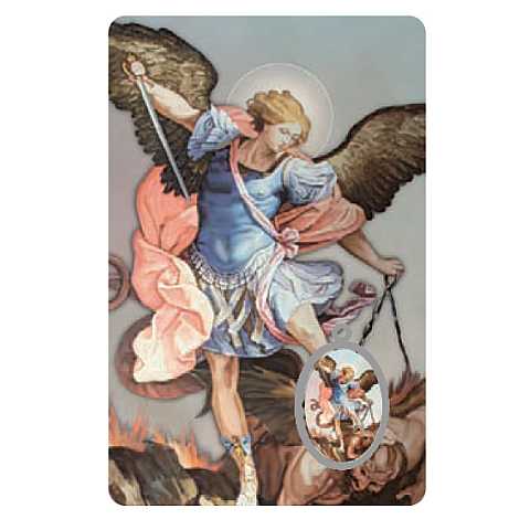 Card San Michele Arcangelo in PVC - misura 5,5 x 8,5 cm - italiano