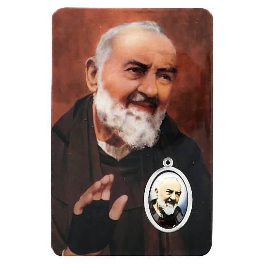Card Padre Pio in PVC - 5,5 x 8,5 cm - Spagnolo