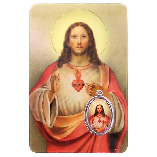 Card Sacro Cuore di Gesù in PVC - misura 5,5 x 8,5 cm - inglese
