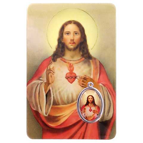 Card Sacro Cuore di Gesù in PVC - misura 5,5 x 8,5 cm - Italiano