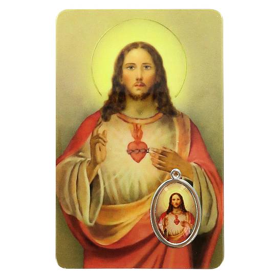 Card Sacro Cuore di Gesù in PVC - misura 5,5 x 8,5 cm - Spagnolo