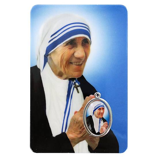 Card Madre Teresa di Calcutta in PVC - 5,5 x 8,5 cm - spagnolo
