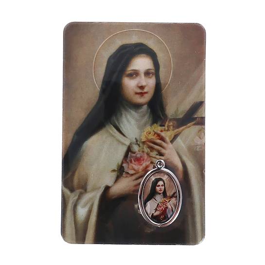 Card Santa Teresa di Lisieux in PVC - 5,5 x 8,5 cm - francese