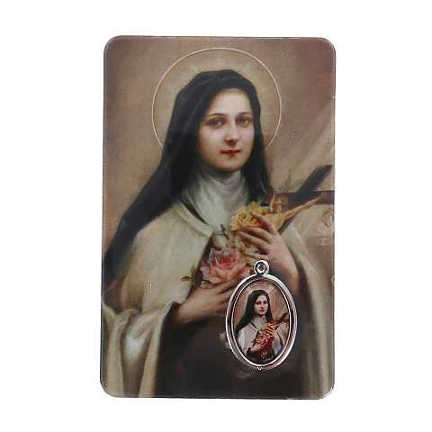 Card Santa Teresa di Lisieux in PVC - 5,5 x 8,5 cm - spagnolo
