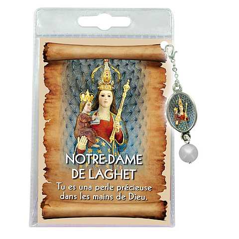 Blister con ciondolo medaglia e perla Madonna di Laghet - francese