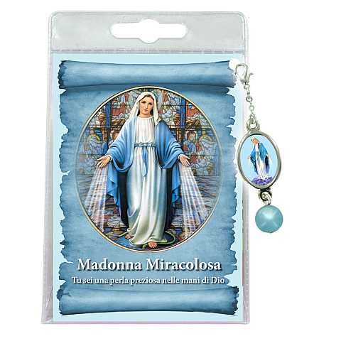 Blister con ciondolo medaglia e perla Madonna Miracolosa - italiano