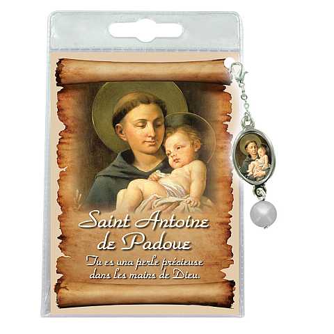 Blister con ciondolo medaglia e perla Sant Antonio di Padova - francese