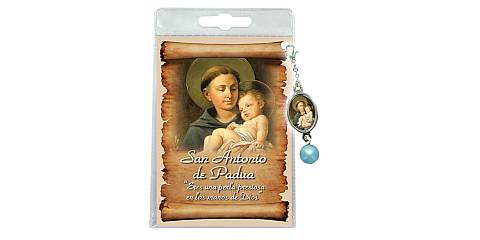 Blister con ciondolo medaglia e perla Sant Antonio di Padova - spagnolo