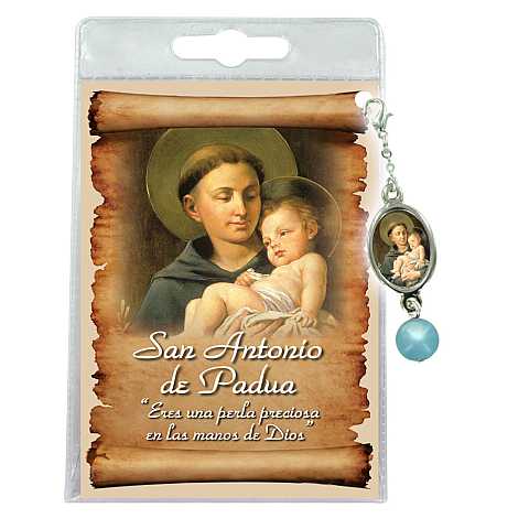 Blister con ciondolo medaglia e perla Sant Antonio di Padova - spagnolo