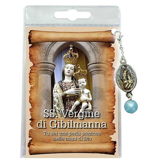 Blister con ciondolo medaglia e perla Madonna di Gibilmanna - italiano