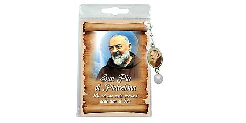 Blister con ciondolo medaglia e perla San Pio da Pietrelcina - italiano