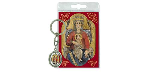 Portachiavi Madonna di Impruneta  A con preghiera in italiano