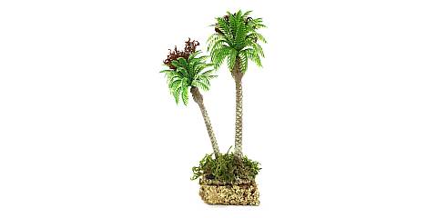 Palma Doppia Per Presepe, Verde, Plastica, Sughero E Muschio, 18 Centimetri
