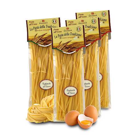 4 Confezioni Di Tagliatelle All'Uovo, Pasta Artigianale All'Uovo, Singola Confezione: 250 Grammi
