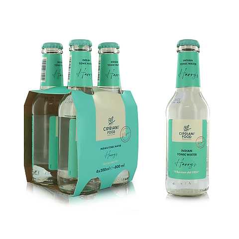 Cipriani Indian Tonic Water ''Harry's'', Acqua Tonica Italiana Secca, 4 x 200 Ml