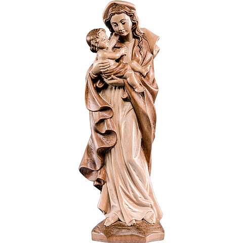 Statua della Madonna Germania da 20 cm in legno con mordente in 3 toni di marrone - Demetz Deur