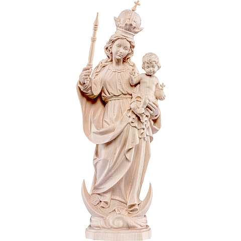 Statua della Madonna Bavarese da 1 metro in legno naturale - Demetz Deur