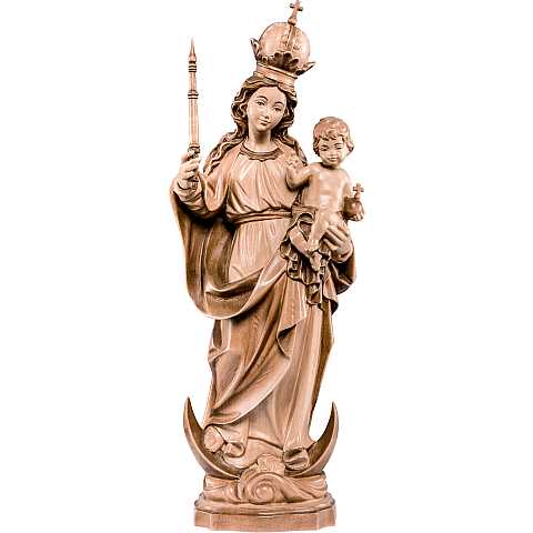 Statua della Madonna Bavarese da 25 cm in legno con mordente in 3 toni di marrone - Demetz Deur