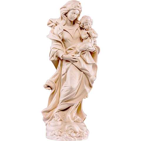 Statua della Madonna con le rose da 20 cm in legno naturale - Demetz Deur