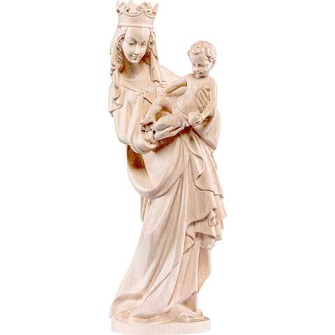 Statua della Madonna di Salisburgo in legno naturale, tiglio, linea da 55 cm, Madonne Gotiche - Demetz Deur