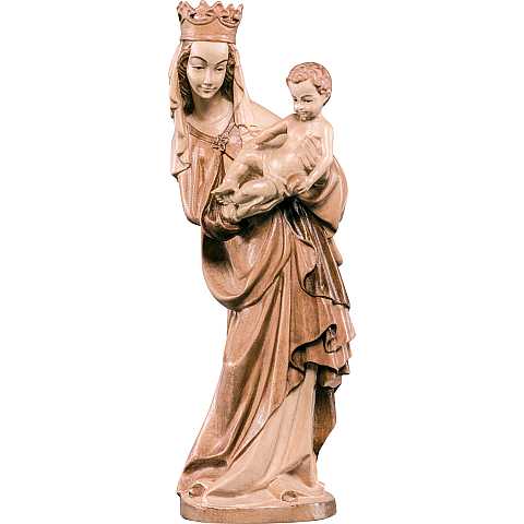 Statua della Madonna di Salisburgo in legno di tiglio, 3 toni di marrone, linea da 55 cm, Madonne Stile Gotico - Demetz Deur