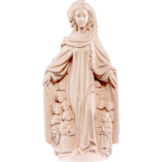 Statua della Madonna della Misericordia in legno naturale, linea da 20 cm, Madonne Gotiche - Demetz Deur