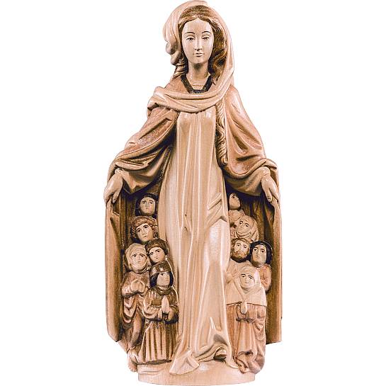 Statua della Madonna della Misericordia in legno, 3 toni di marrone, linea da 13 cm, Madonne Gotiche - Demetz Deur
