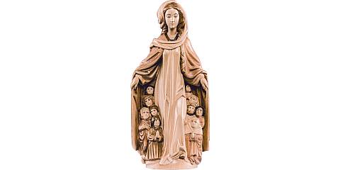 Statua della Madonna della Misericordia in legno di tiglio, 3 toni di marrone, linea da 1 metro, Madonne Gotiche - Demetz Deur