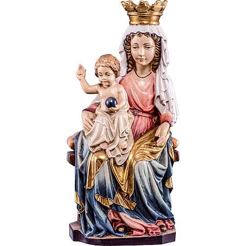 Statua della Madonna di Praga in legno dipinto a mano, linea da 25 cm, Madonne Stile Gotico - Demetz Deur