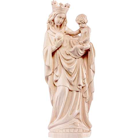 Statua della Madonna di Bressanone in legno naturale, linea da 35 cm, Madonne Gotiche - Demetz Deur