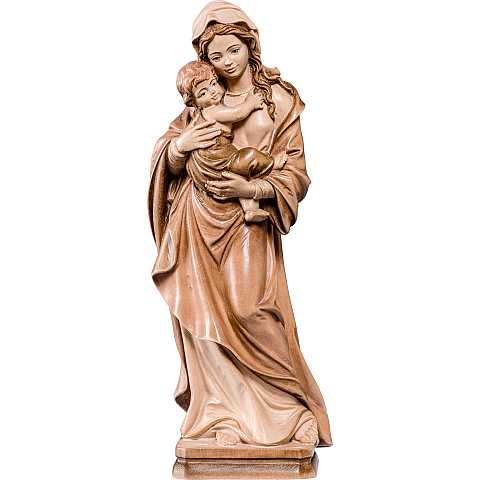 Statua della Madonna Tirolese in legno, 3 toni di marrone, linea da 20 cm - Demetz Deur