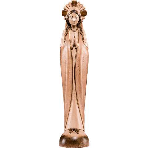 Statua della Madonna stilizzata, linea da 40 cm, in legno, 3 toni di marrone - Demetz Deur