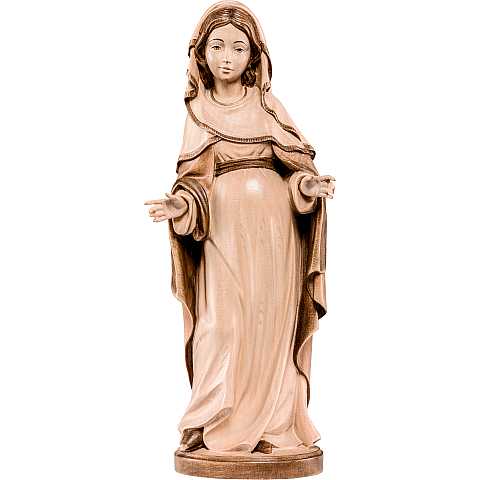 Statua della Madonna incinta in legno, 3 toni di marrone, linea da 30 cm - Demetz Deur