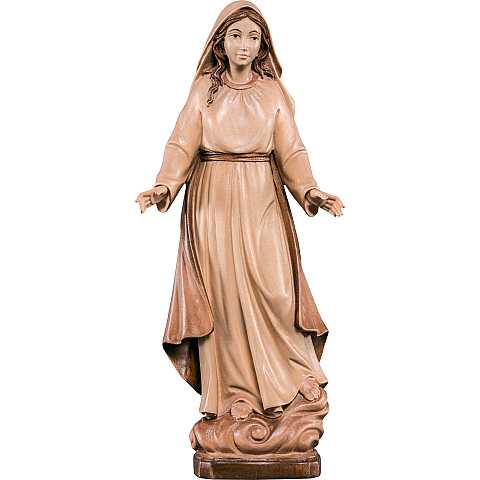 Statua della Madonna delle Grazie in legno, 3 toni di marrone, linea da 30 cm - Demetz Deur