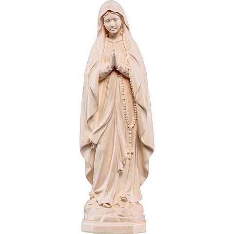 Statua della Madonna di Lourdes in legno naturale, linea da 40 cm - Demetz Deur