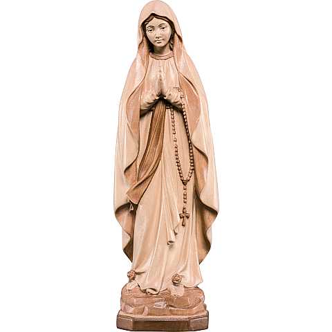 Statua della Madonna di Lourdes in legno, 3 toni di marrone, linea da 12 cm - Demetz Deur
