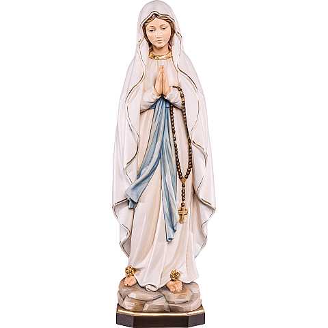 Statua della Madonna di Lourdes in legno di tiglio dipinto a mano, linea da 60 cm - Demetz Deur