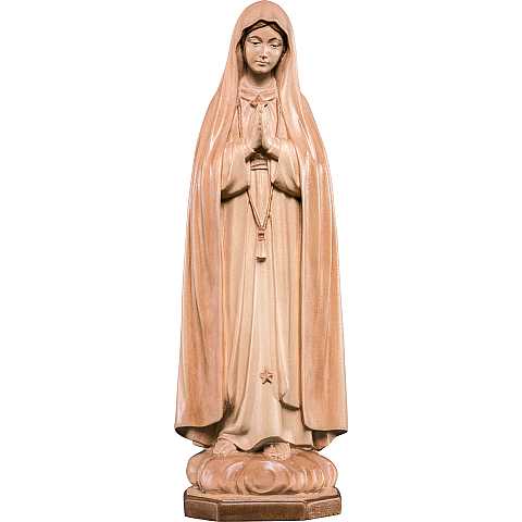 Statua della Madonna di Fátima in legno di tiglio, 3 toni di marrone, linea da 60 cm - Demetz Deur