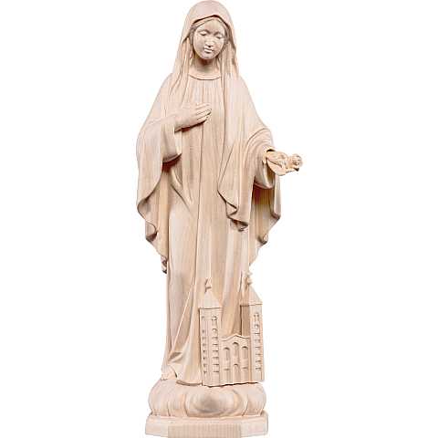 Statua della Madonna di Medjugorje in legno naturale, linea da 12 cm - Demetz Deur
