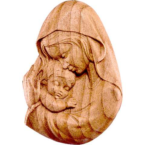 Rilievo della Madonna Madre in Legno di Ciliegio, Statua Murale da Appendere in Legno Naturale, Linea 6 Cm Circa - Demetz Deur