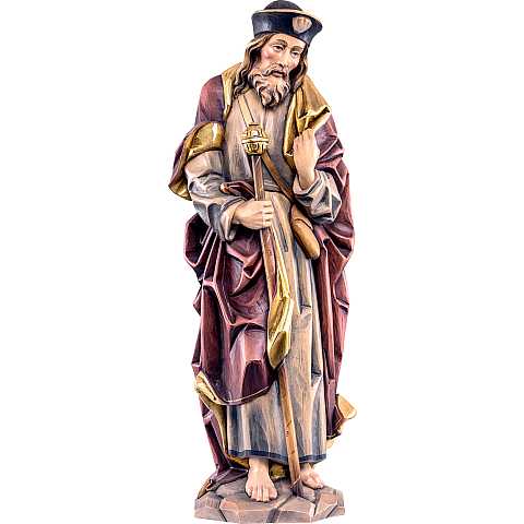 Statua di San Giacobbe in Legno Colorato Dipinto a Mano, Altezza 60 Cm Circa - Demetz Deur