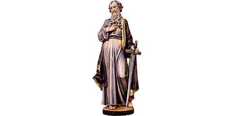 Statua di San Paolo in Legno Colorato Dipinto a Mano, Altezza 40 Cm Circa - Demetz Deur