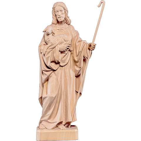 Statua di Gesù Buon Pastore senza pecore in Legno, Rifinitura Naturale, Altezza 80 Cm Circa - Demetz Deur