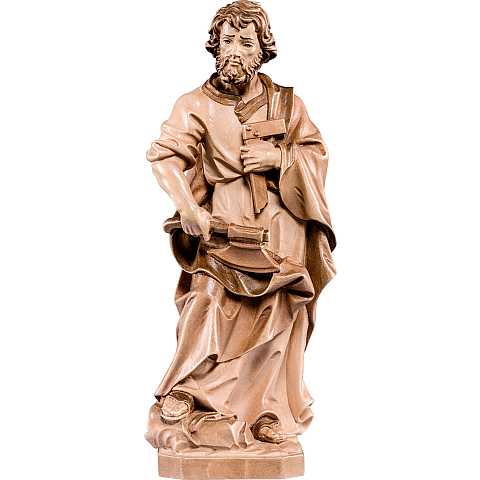 Statua di San Giuseppe artigiano in legno di tiglio, 3 toni di marrone, linea da 60 cm - Demetz Deur