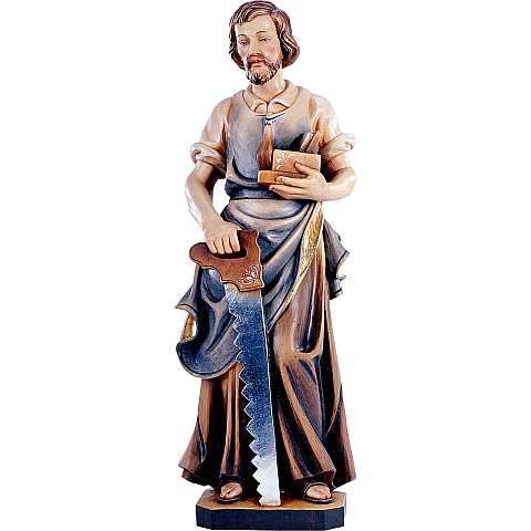 Statua di San Giuseppe falegname cm 13 Statua in legno colorato. Demetz-Deur