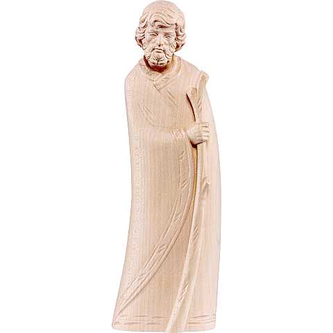 Statua di San Giuseppe Pastore in Legno Naturale, Altezza 15 Cm Circa - Demetz Deur