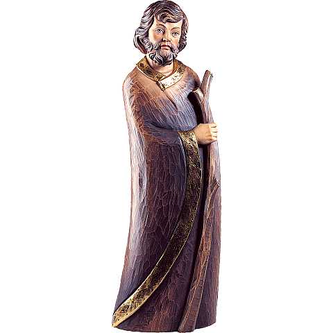 Statua di San Giuseppe Pastore, Legno Colorato Dipinto a Mano, Altezza 40 Cm Circa - Demetz Deur