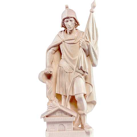 Statua di San Floriano Protettore in Legno, Rifinitura Naturale, Altezza 17 Cm Circa - Demetz Deur
