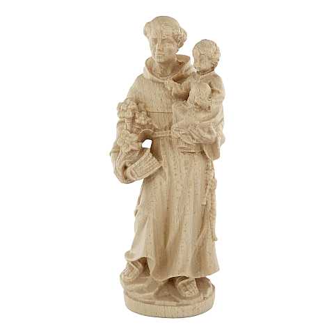 Statua di Sant'Antonio da Padova in legno naturale, linea da 10 cm - Demetz Deur