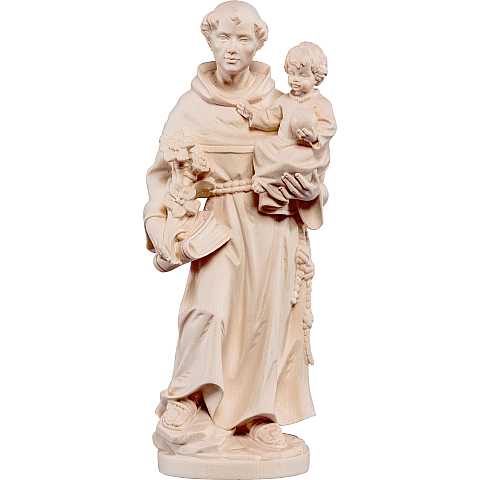 Statua di Sant'Antonio da Padova in legno naturale, linea da 25 cm - Demetz Deur